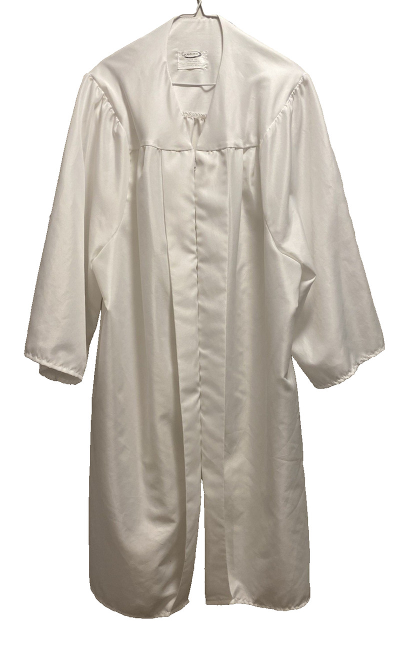 Unisex White Bachelor Graduation Gown Robe Choir Costume Size 5’4" - 5'6”